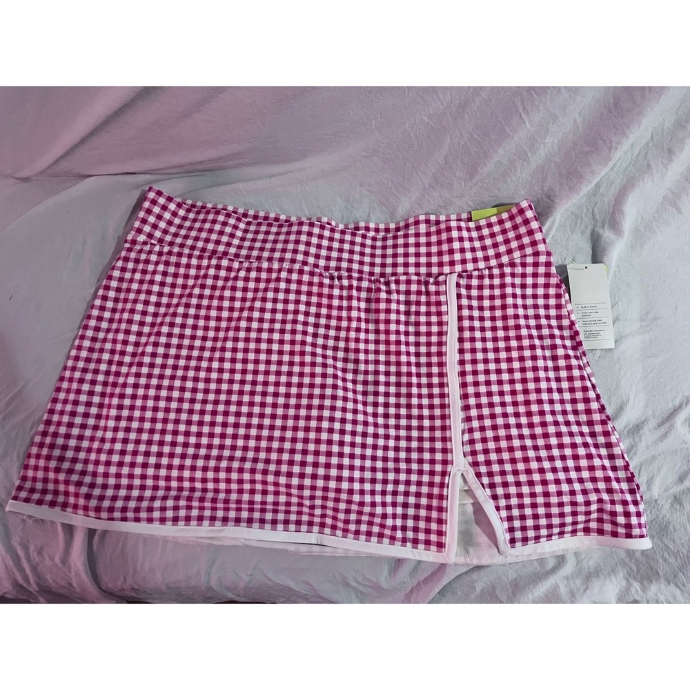 All In MotionSoft Skirt Berry Pink Gingham XXL High Rise Athletic Skirt